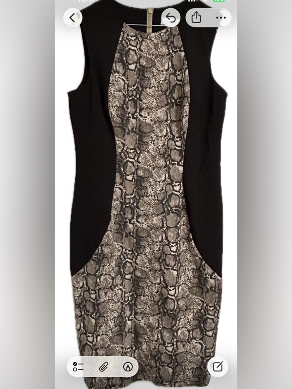 Calvin Klein Snake Print Sheath Dress Size 6 Black Tan Fitted Work Office